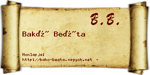 Bakó Beáta névjegykártya